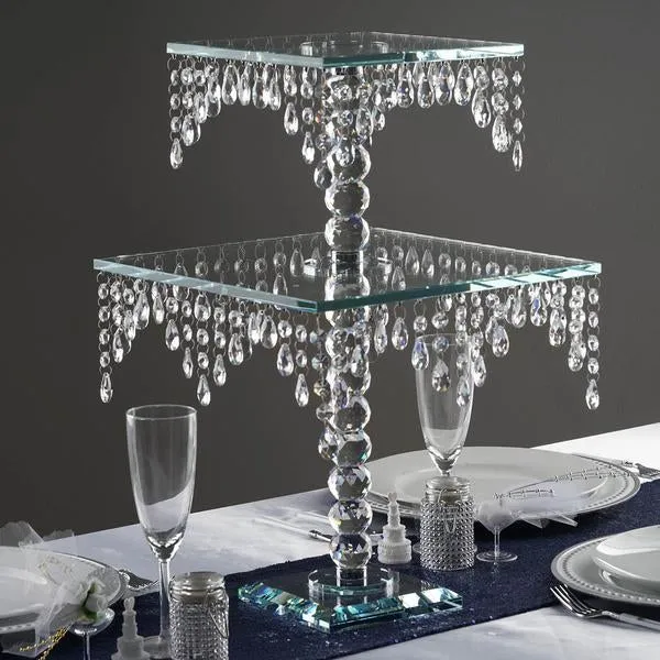 21" Gemcut Egyption Handcrafted Glass Chandelier Crystal Wedding Cake Riser Stand - 1 PCS