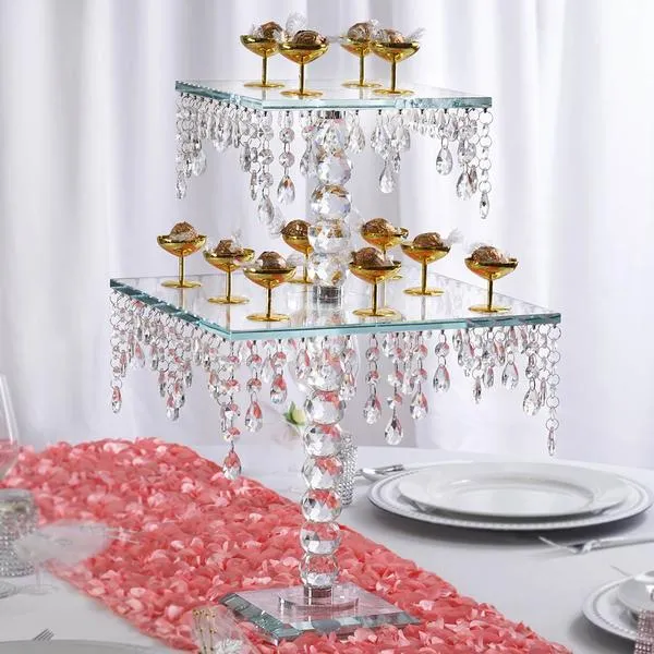 21" Gemcut Egyption Handcrafted Glass Chandelier Crystal Wedding Cake Riser Stand - 1 PCS