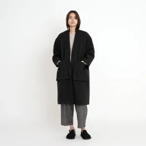 7115 By Szeki Charcoal Pocket Long Coat