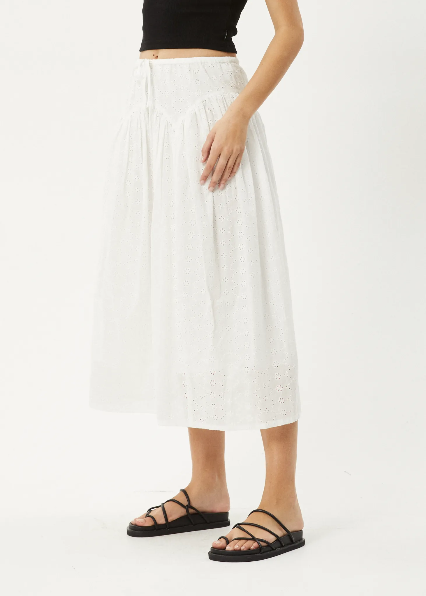 AFENDS Womens Marlow - Midi Skirt - White