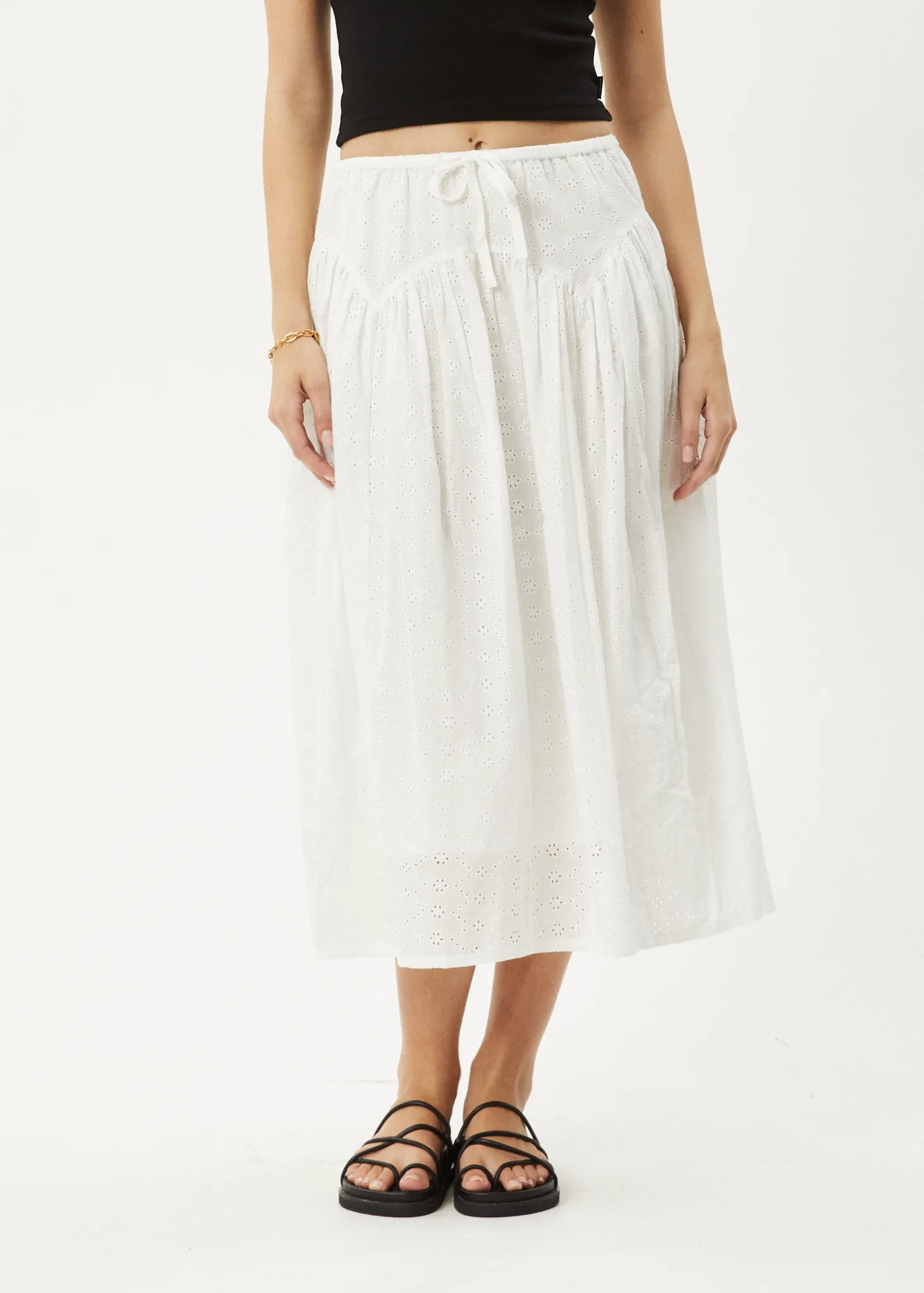 AFENDS Womens Marlow - Midi Skirt - White