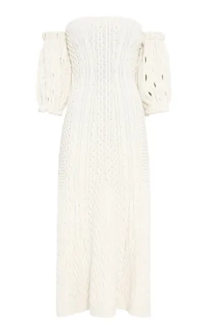 Alastor Knit Maxi Dress in Ivory Wool Cashmere