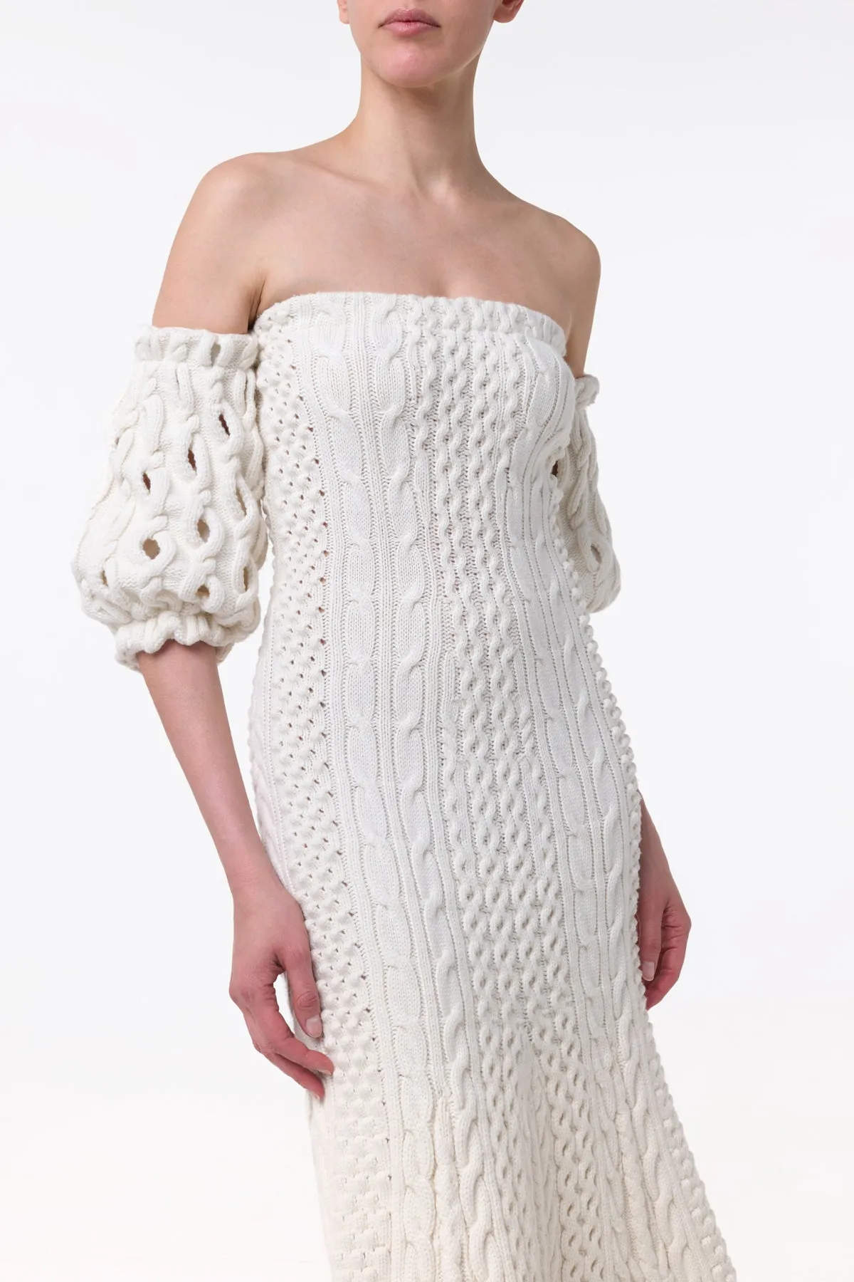 Alastor Knit Maxi Dress in Ivory Wool Cashmere