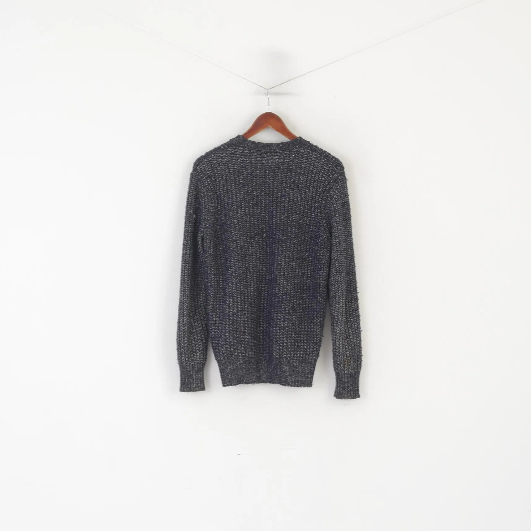 AllSaints Men XS Cardigan Navy Cotton Knit Stanmer Style Detailed Buttons Sweater