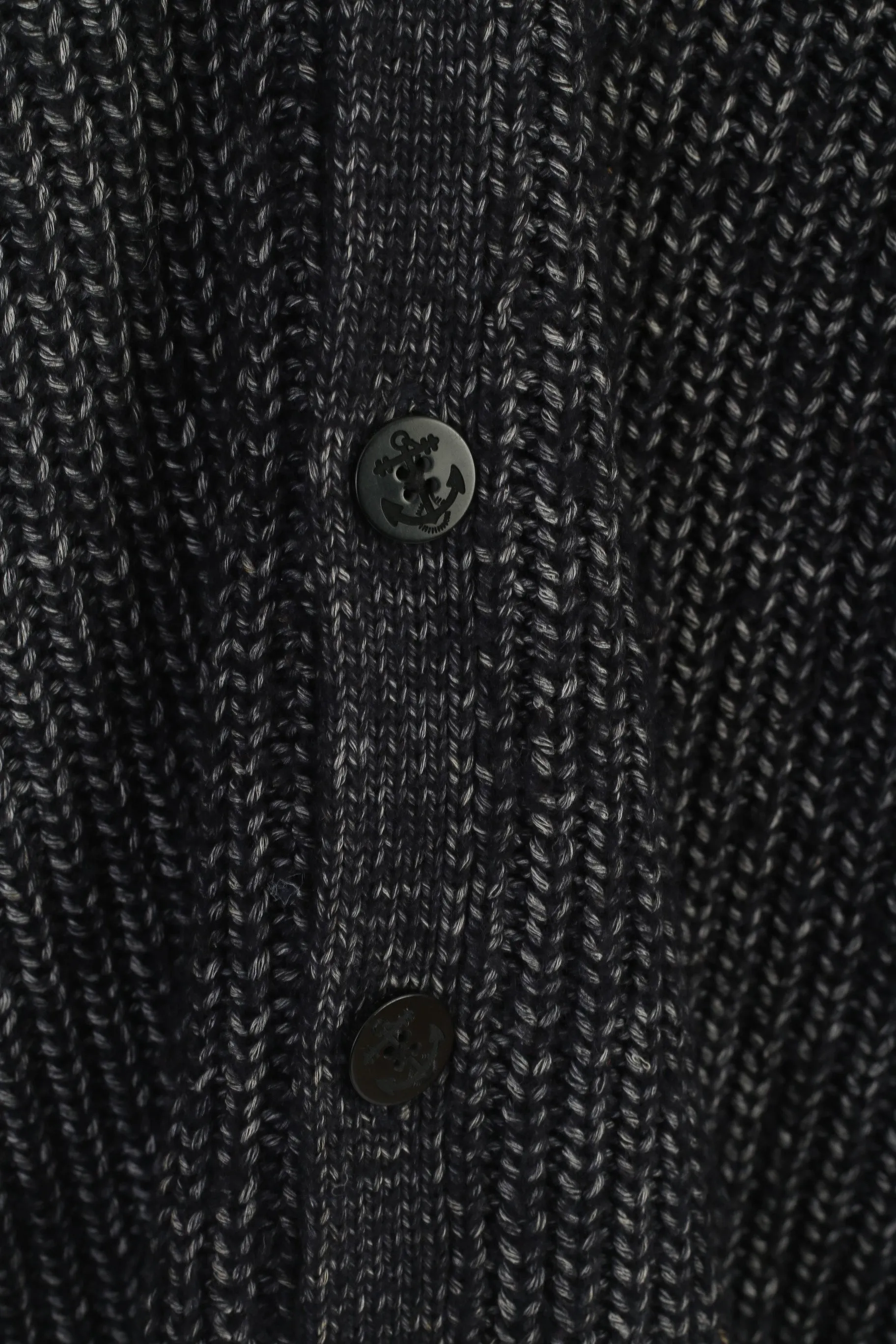 AllSaints Men XS Cardigan Navy Cotton Knit Stanmer Style Detailed Buttons Sweater