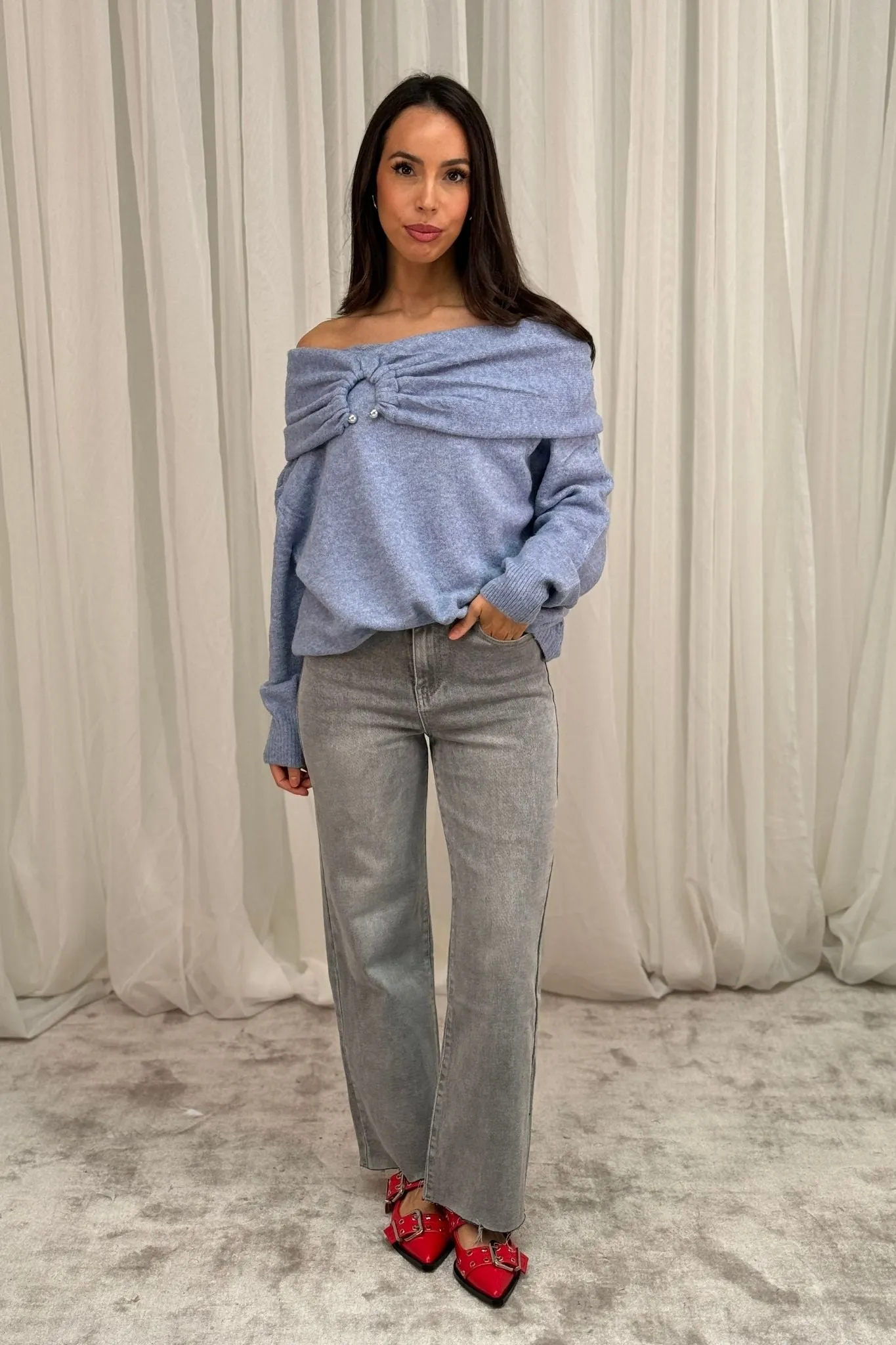 Ally Foldover Jumper In Blue