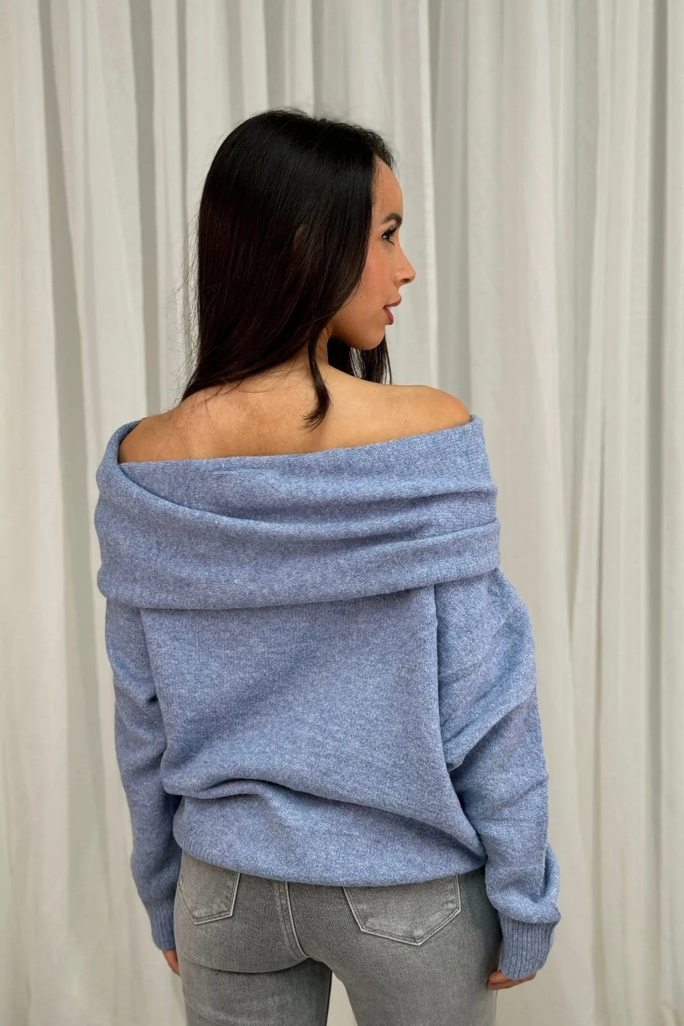 Ally Foldover Jumper In Blue