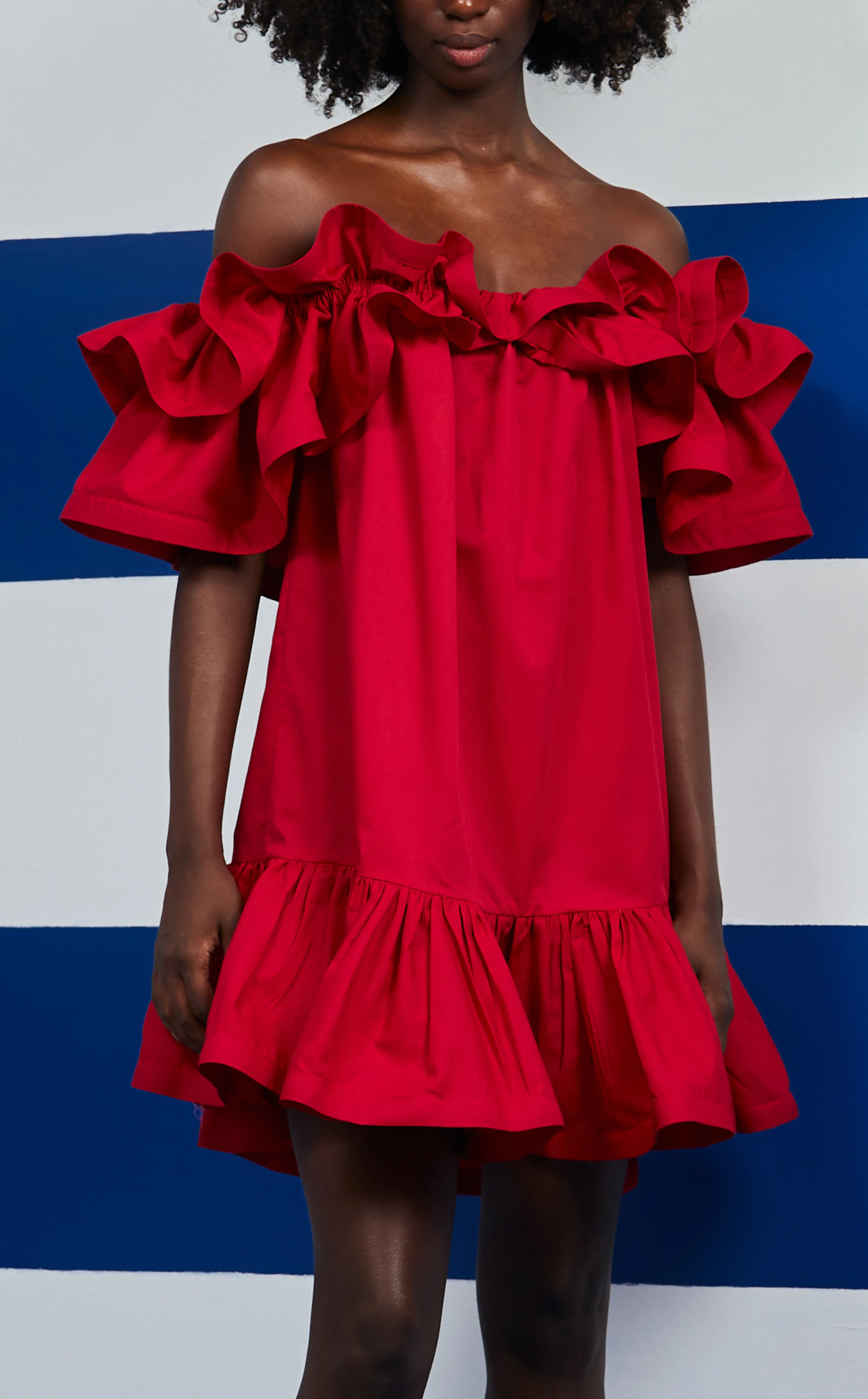 ANDORA DRESS - RED POPLIN