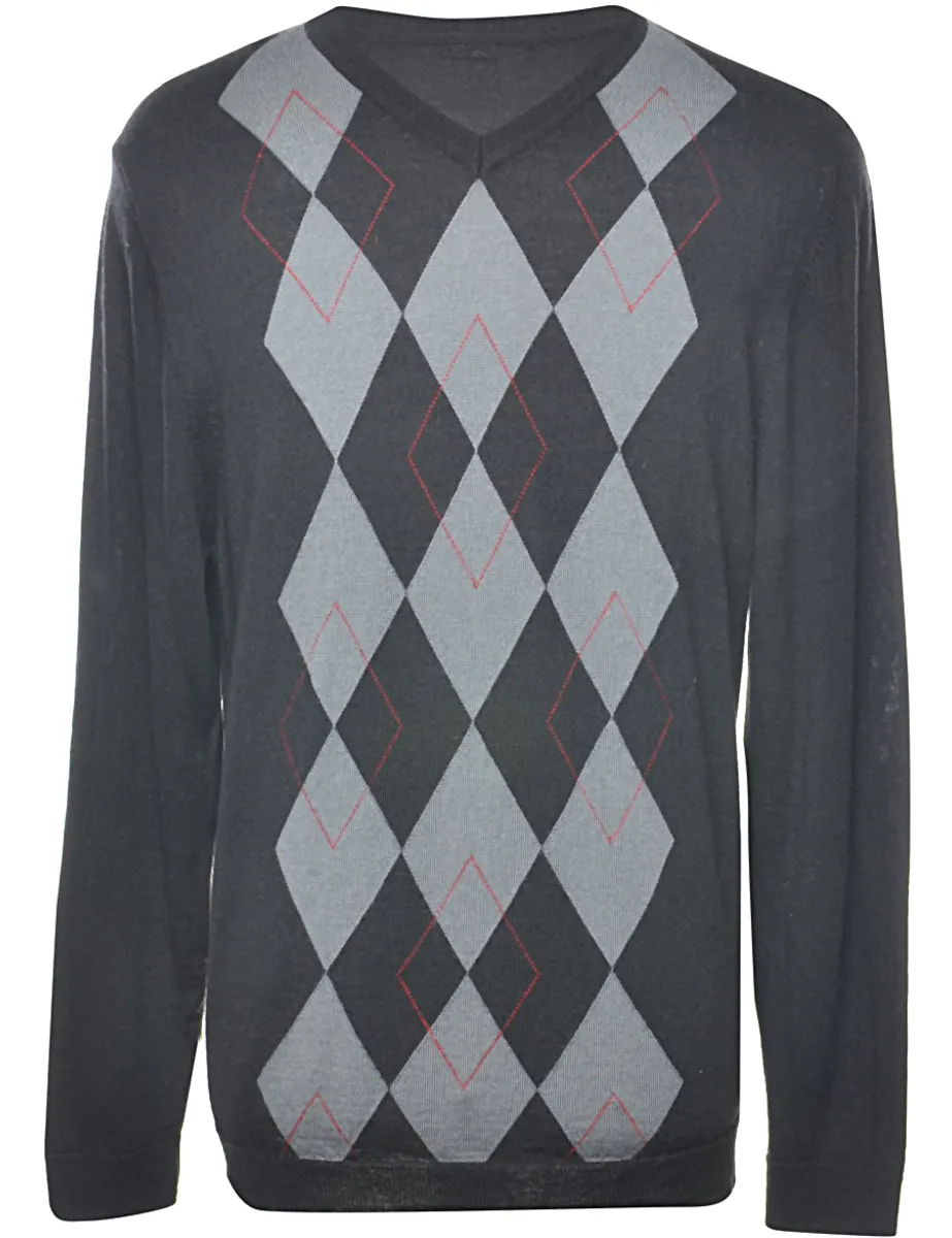 Argyle Black Jumper - L