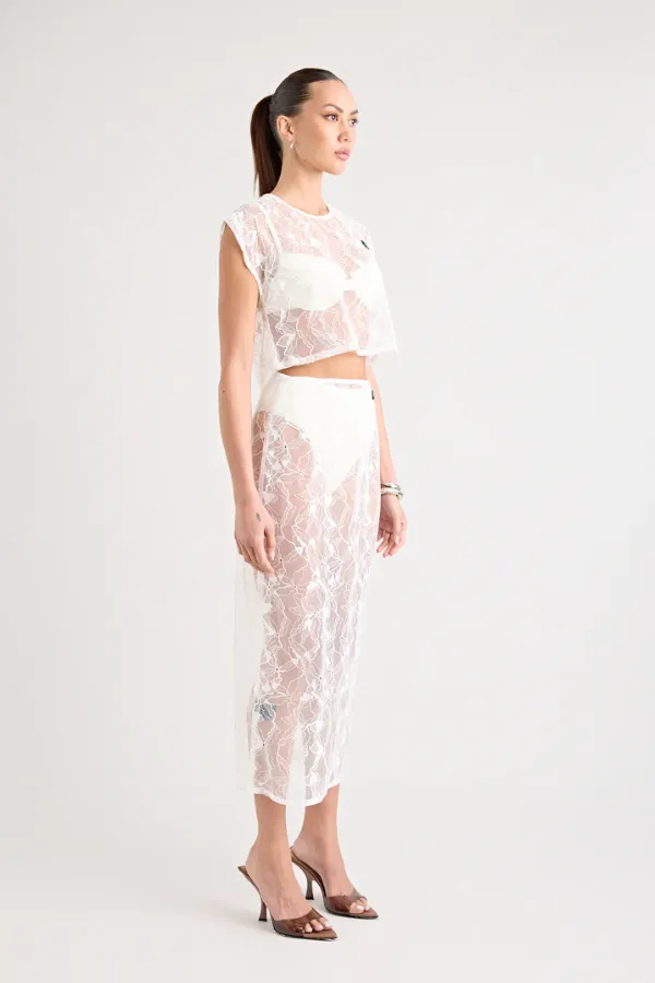 Astrid Lace Skirt White