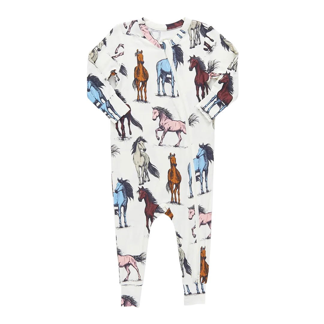 Baby Bamboo Romper - Multi Horses