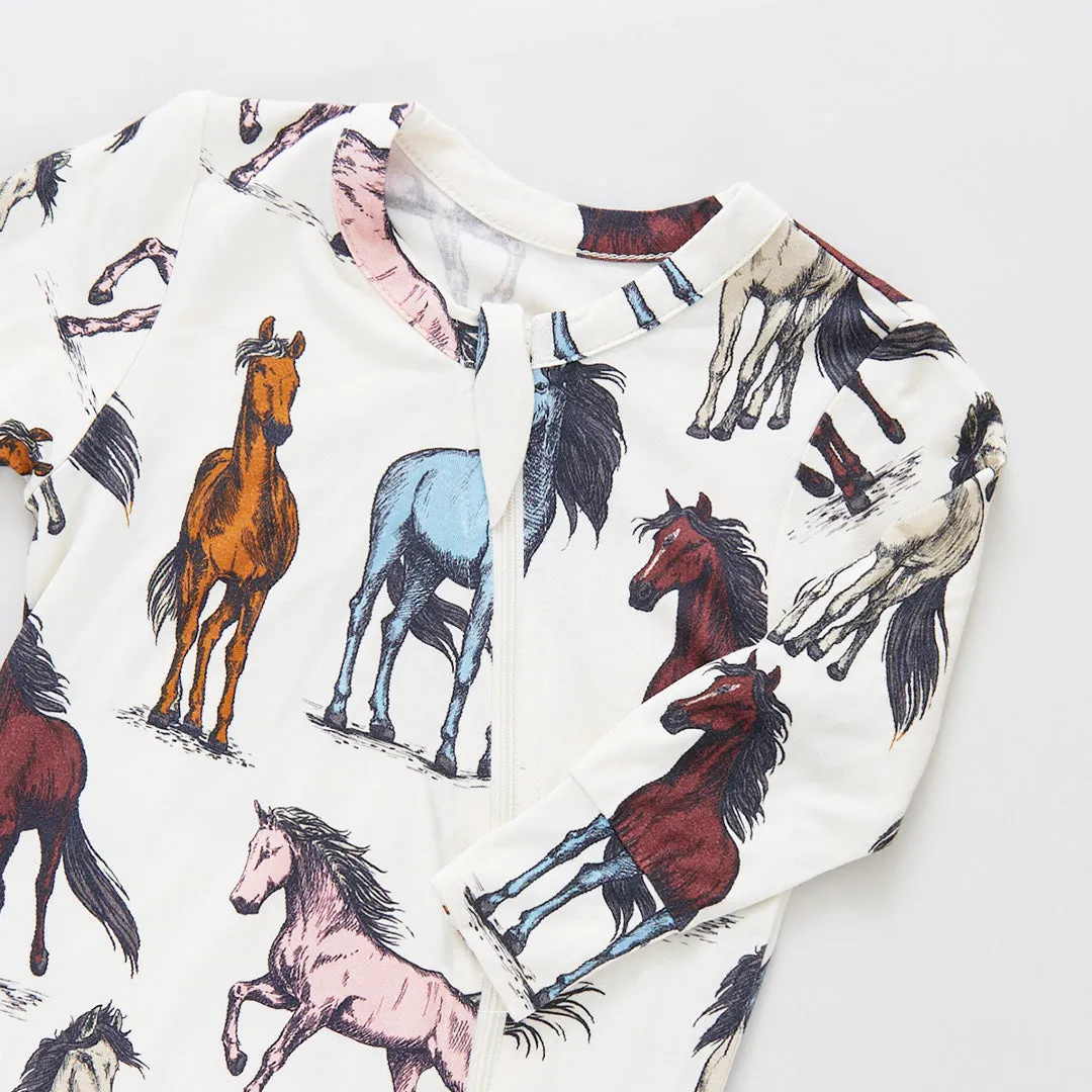 Baby Bamboo Romper - Multi Horses