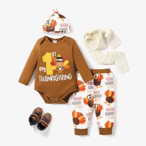 Baby Boy Thanksgiving Day Pattern Set Suitable for Summer Season Soft and Comfortable  Perfect for Outings 3-Pack