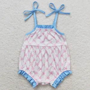 Baby Infant Girls Rompers Pink Square Straps Rompers SR1086