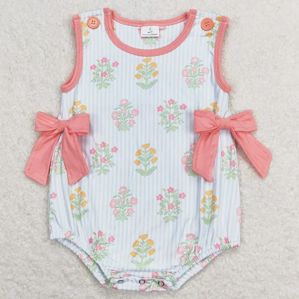 Baby Infant Girls Rompers Sleeveless Flowers Bows Rompers SR1411