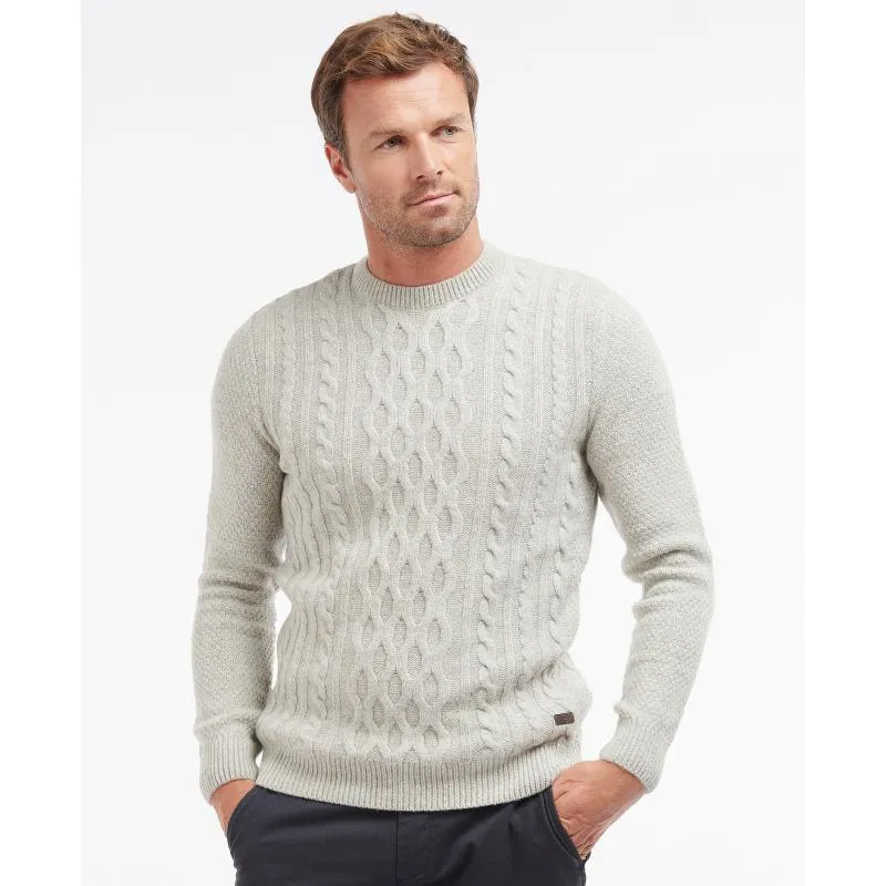 Barbour Chunky Mens Lambswool Cable Crew Jumper - Fog