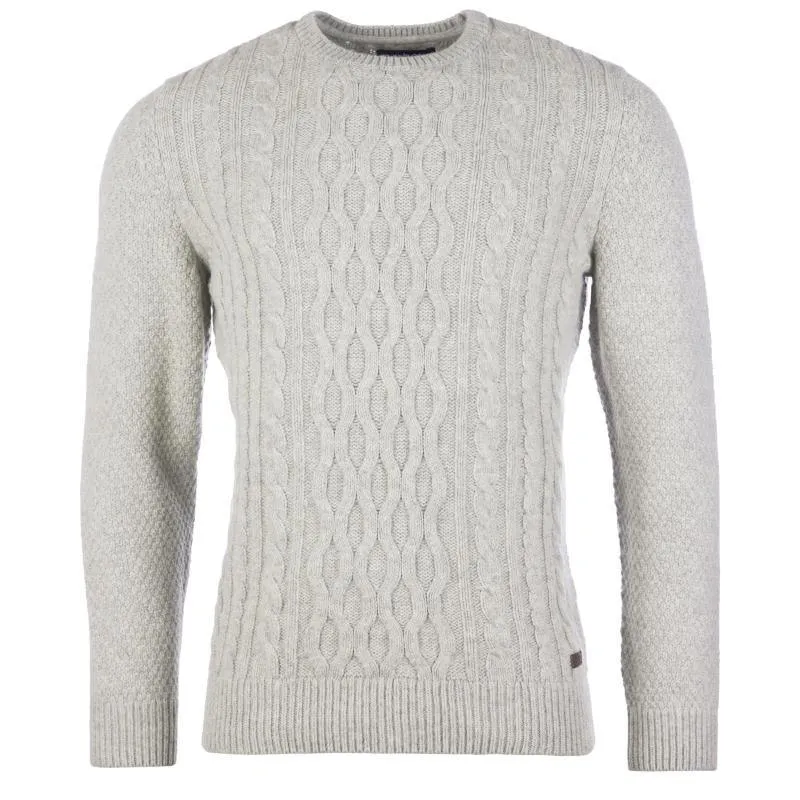 Barbour Chunky Mens Lambswool Cable Crew Jumper - Fog