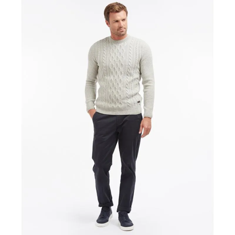 Barbour Chunky Mens Lambswool Cable Crew Jumper - Fog