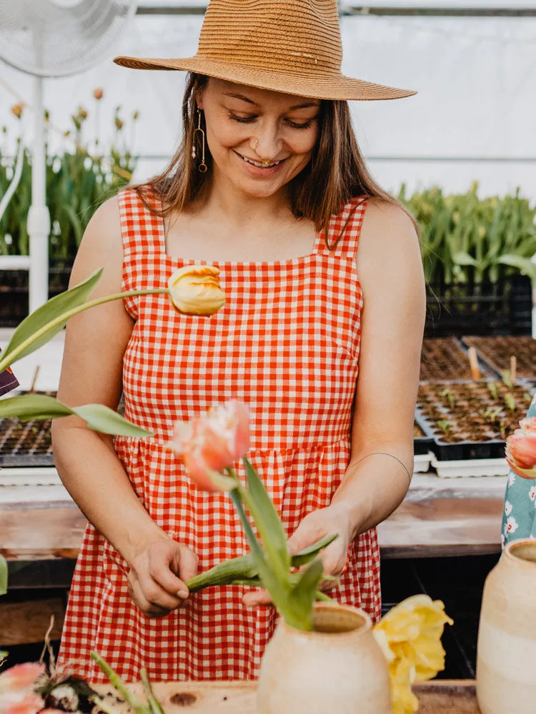 Billie Jumper Dress - Cherry Gingham