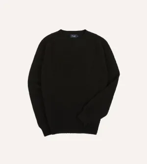 Black Brushed Shetland Crew Neck Jumper