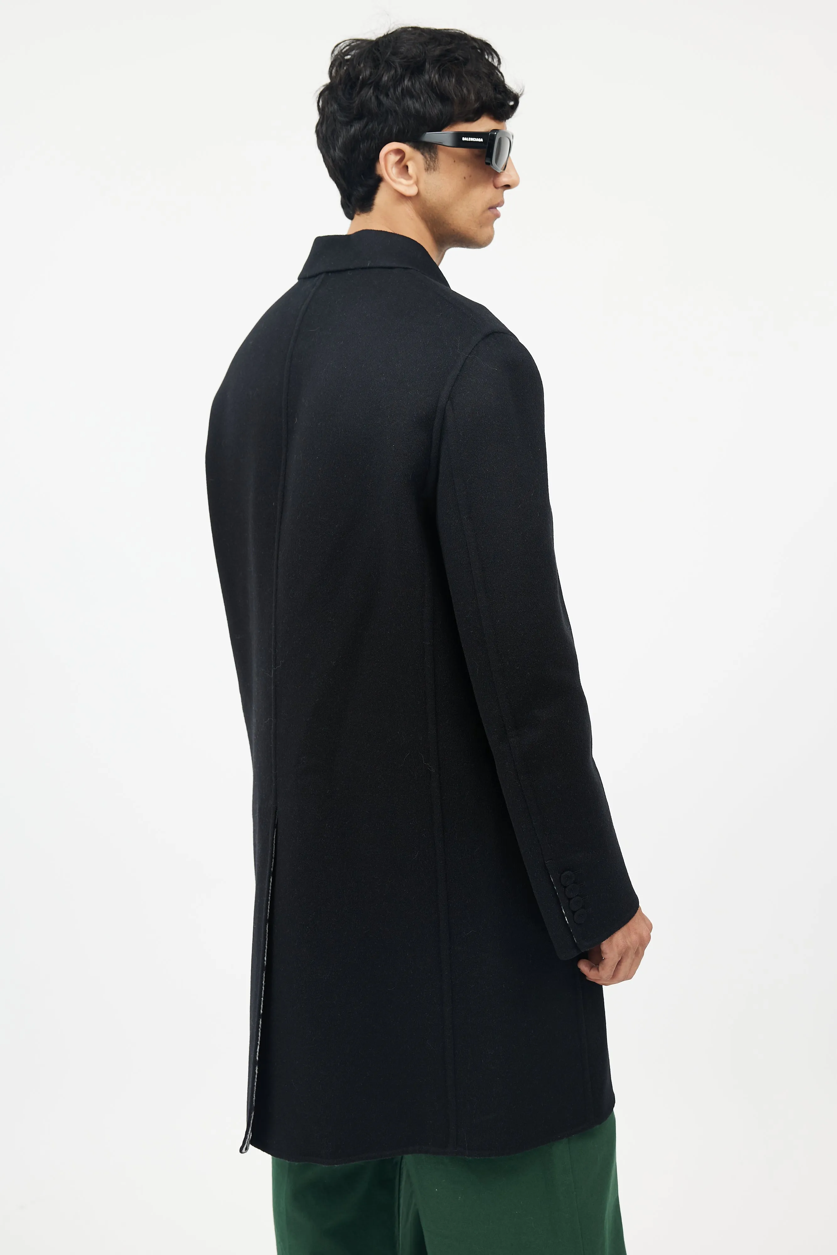 Black Fleece Wool Coat