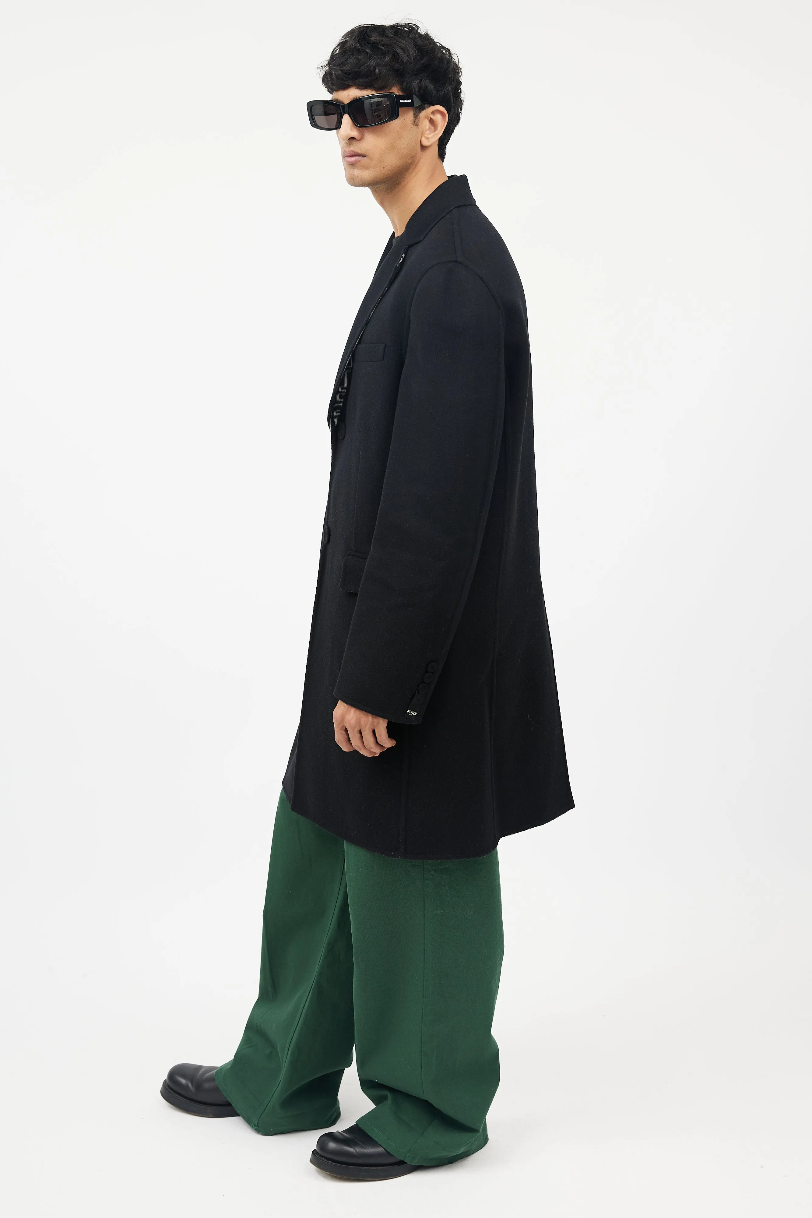 Black Fleece Wool Coat