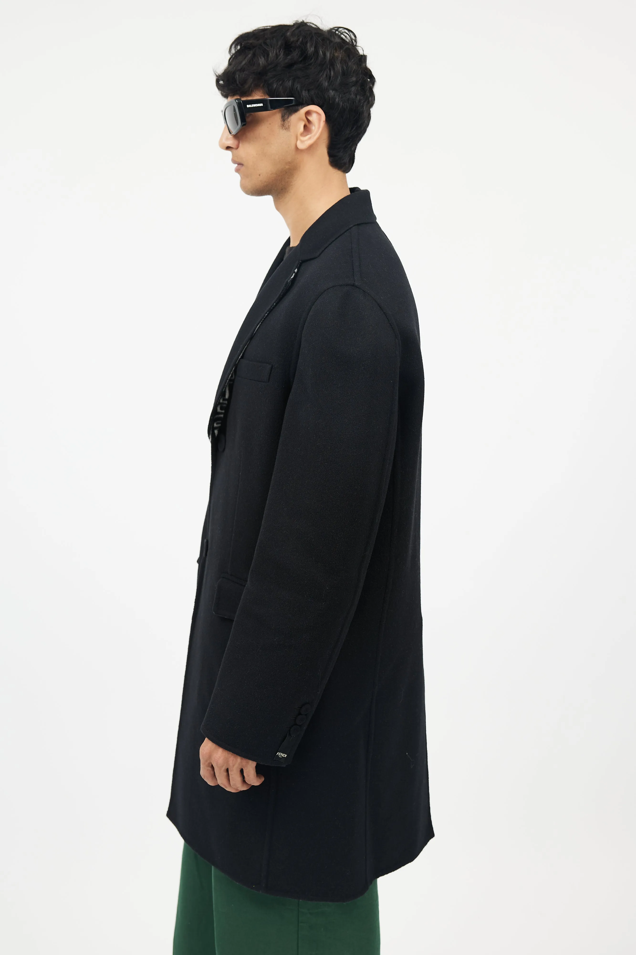 Black Fleece Wool Coat