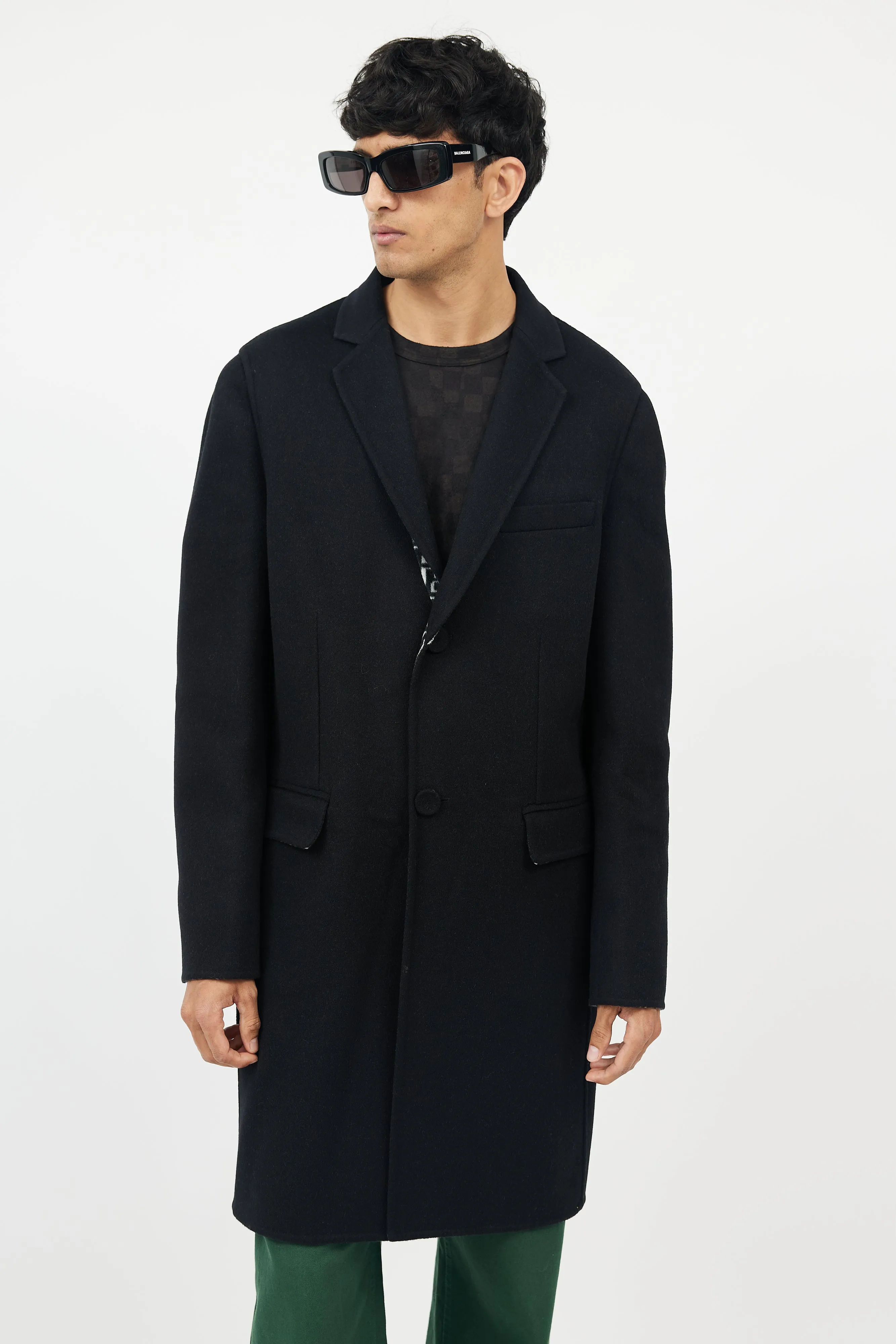 Black Fleece Wool Coat