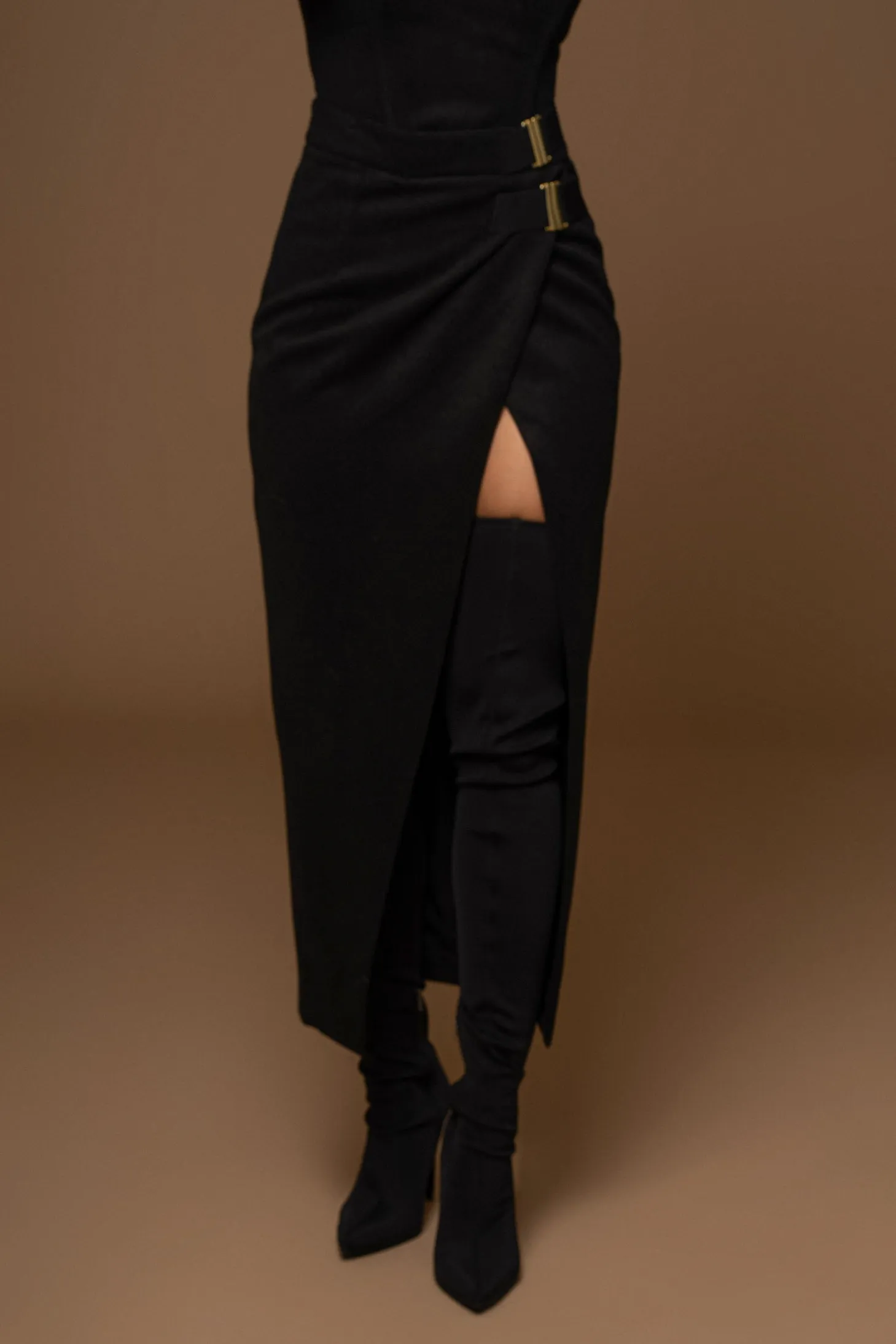 Black Gisele Slit Skirt