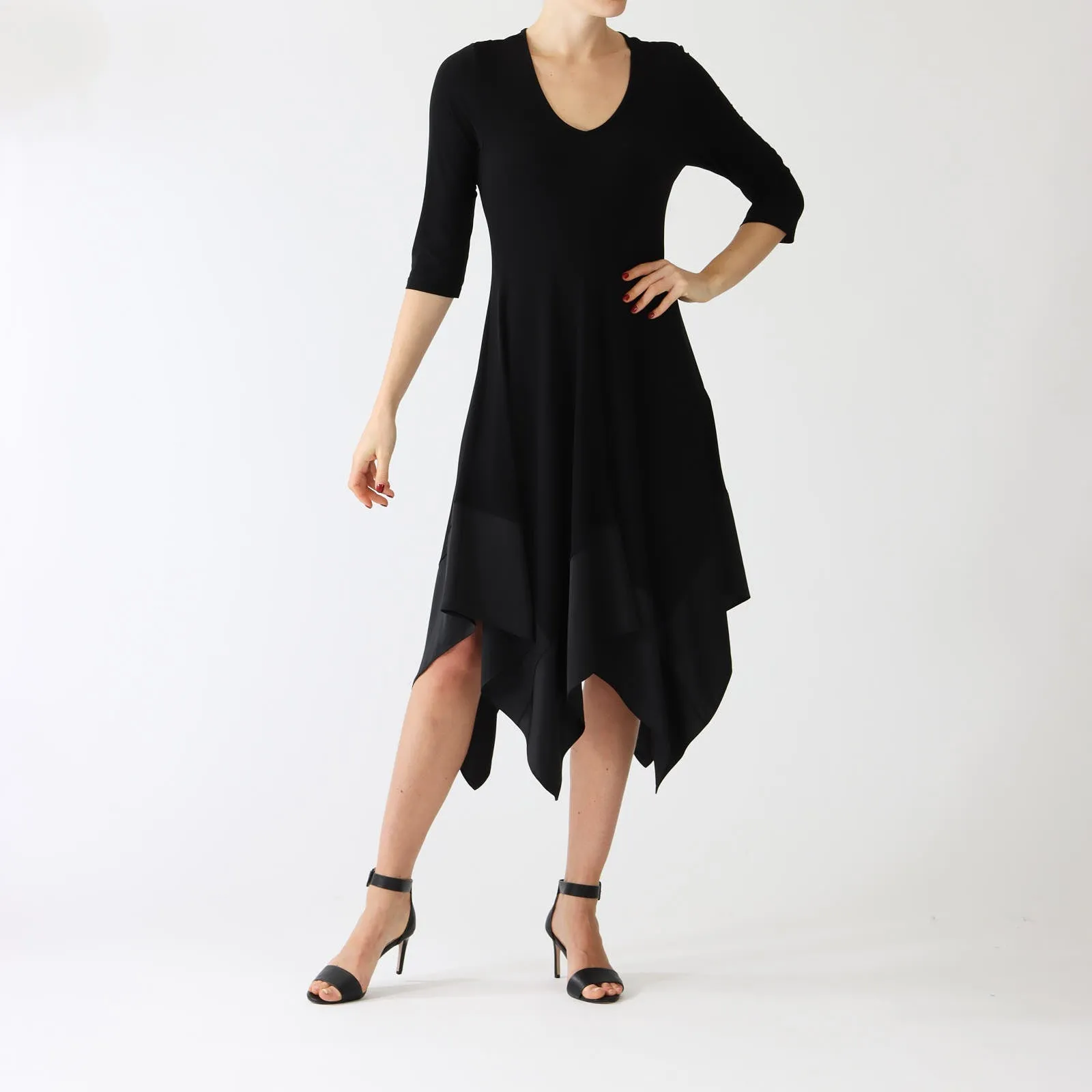 Black Handkerchief Hem Dress