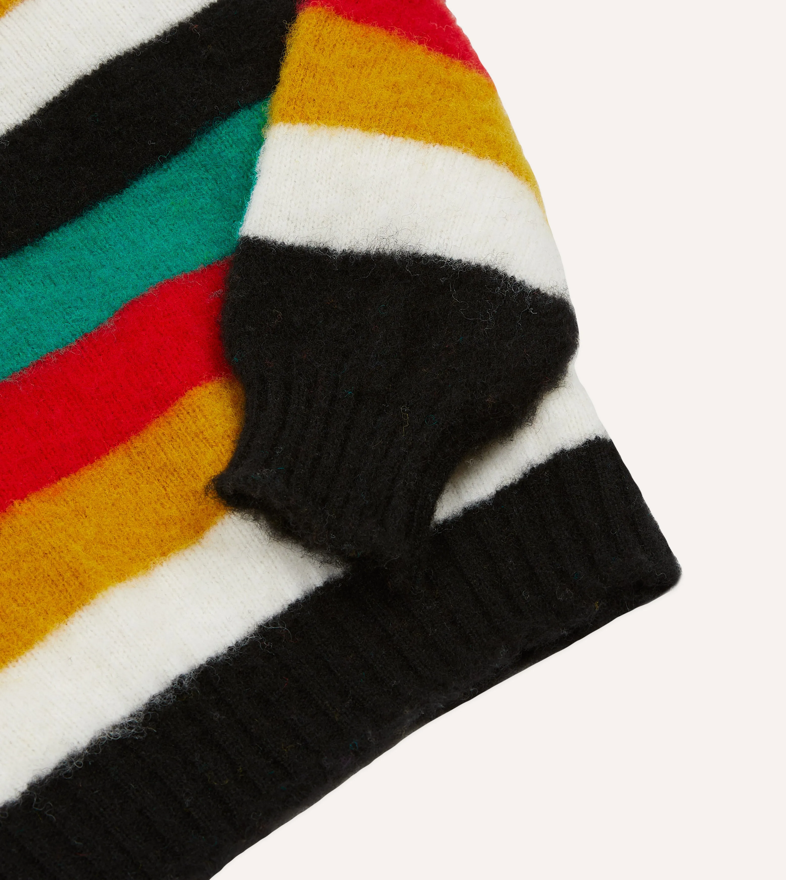 Black Multi Stripe Brushed Shetland Crew Neck Jumper