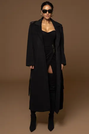 Black SAVANNAH BELTED COAT