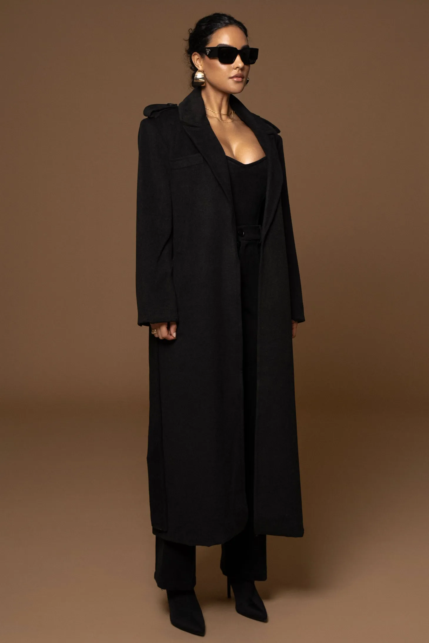 Black SAVANNAH BELTED COAT