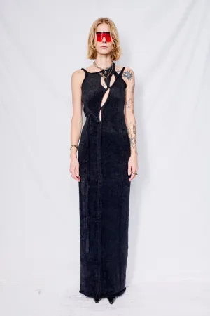 Black Strappy Knit Maxi Dress