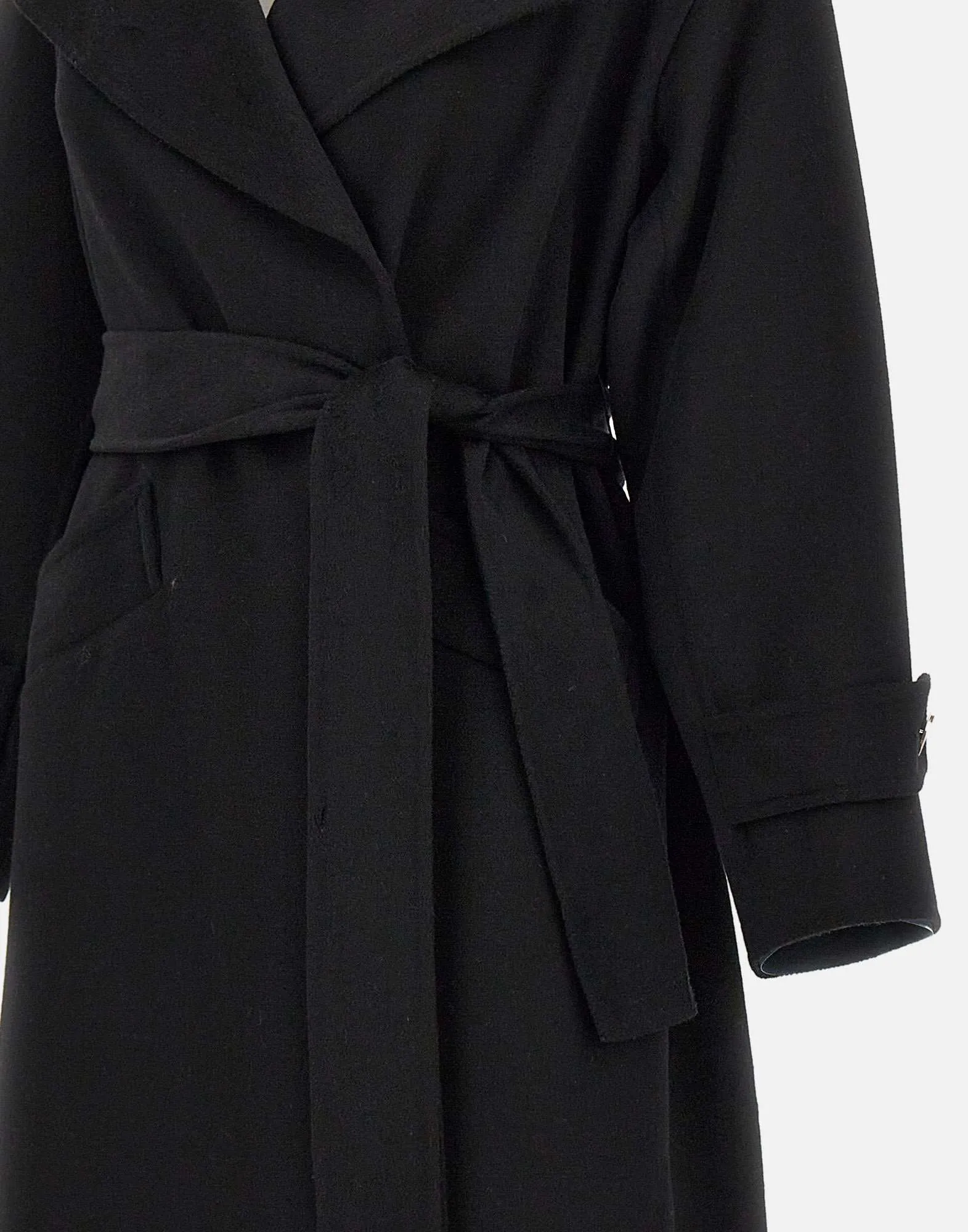 Black Wool-Blend Oversized Coat