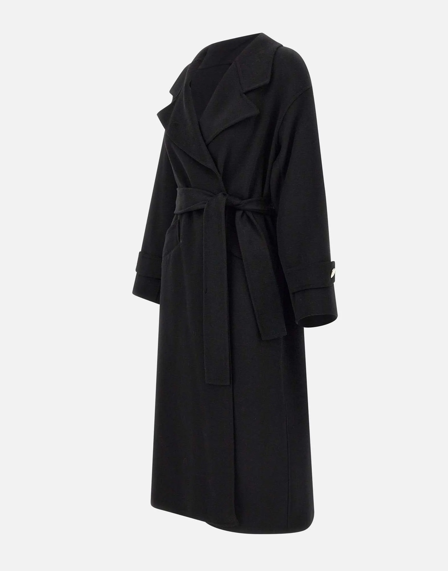 Black Wool-Blend Oversized Coat