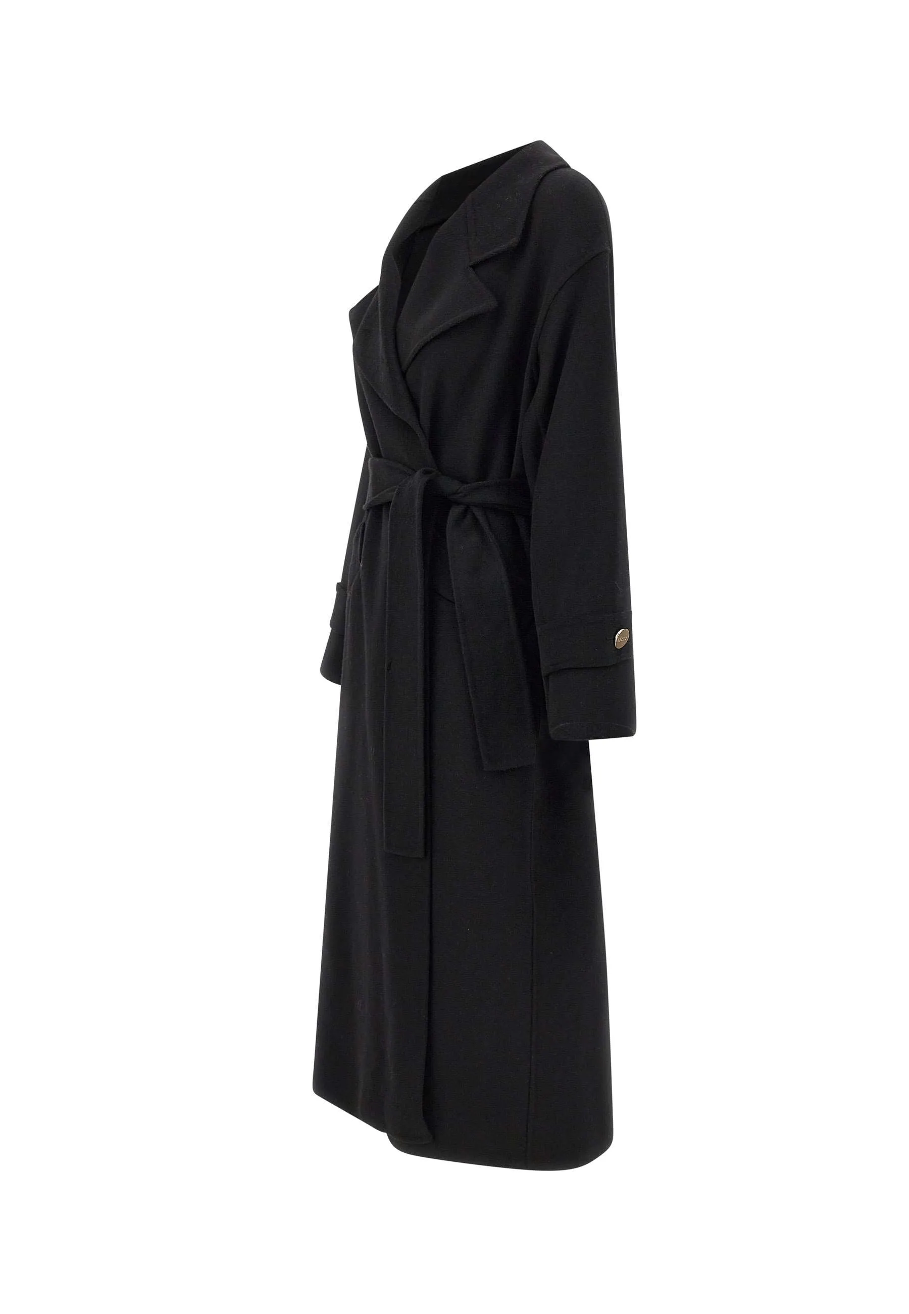 Black Wool-Blend Oversized Coat