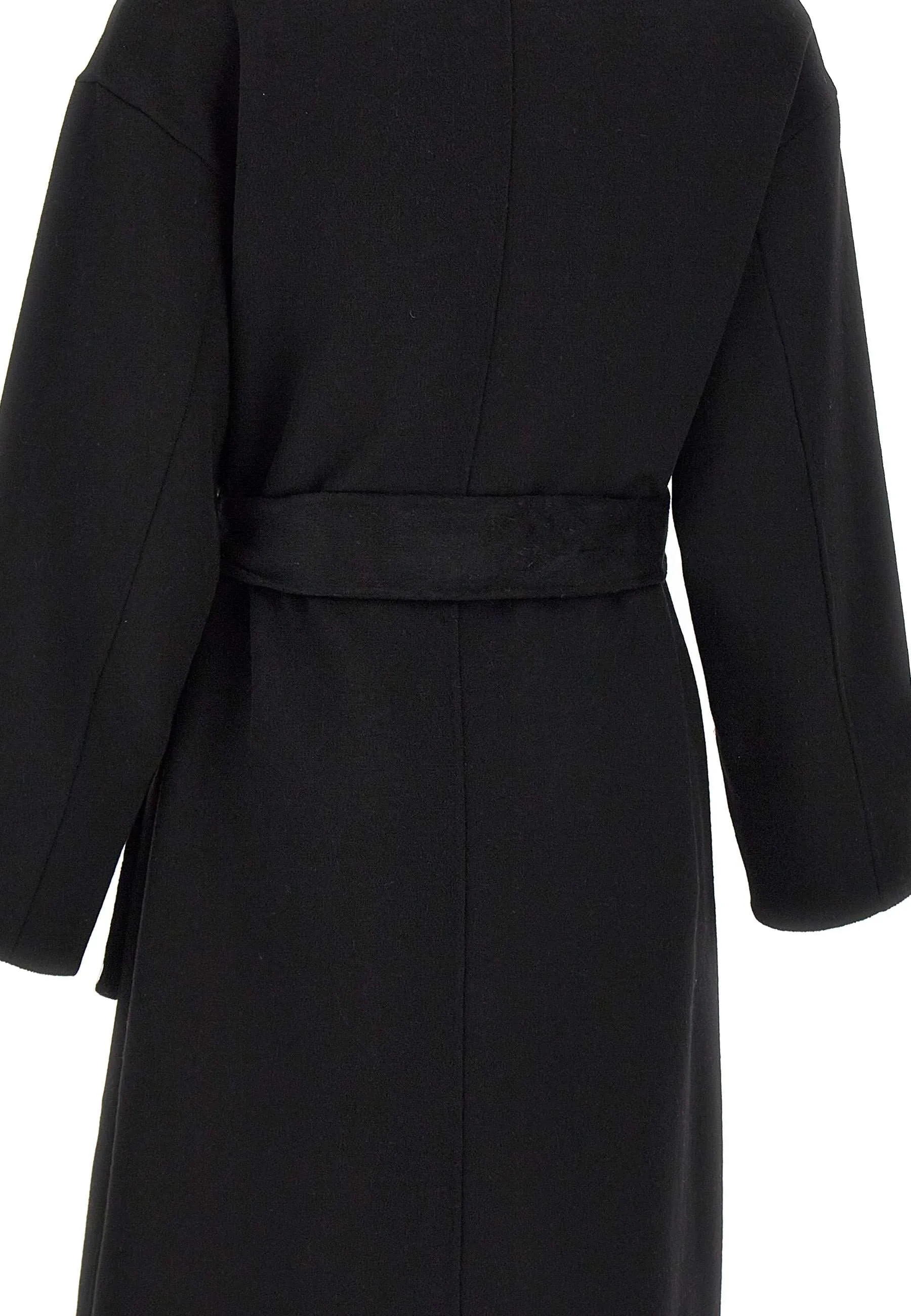 Black Wool-Blend Oversized Coat