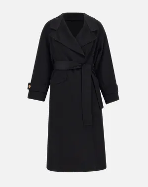 Black Wool-Blend Oversized Coat