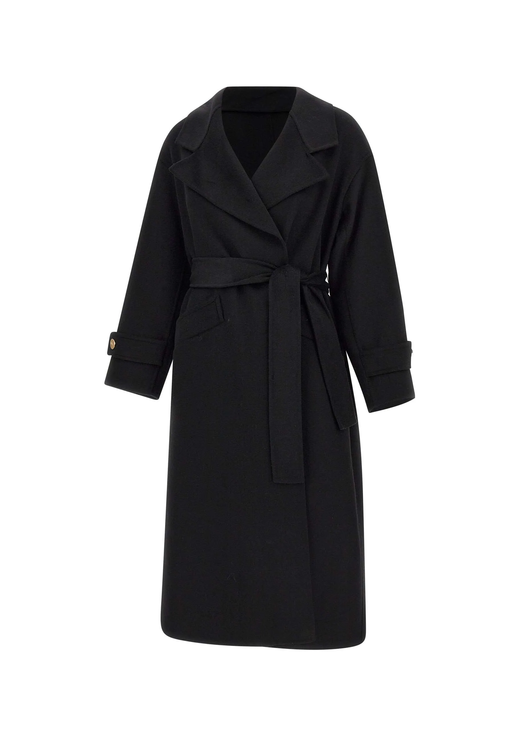 Black Wool-Blend Oversized Coat