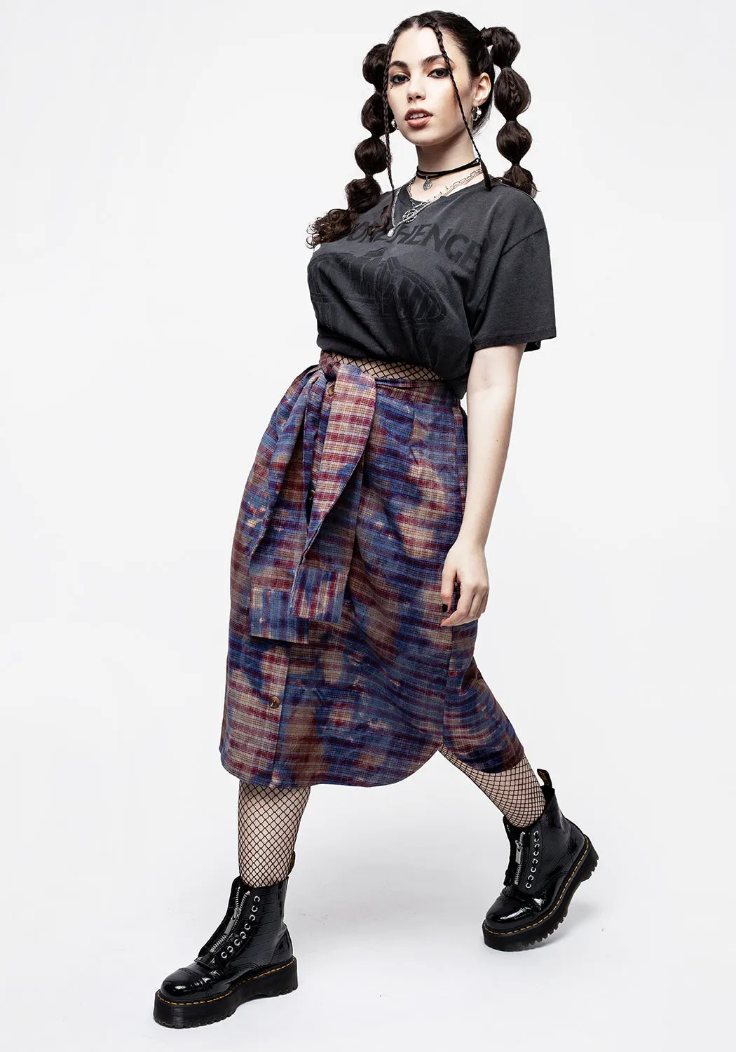 Bleach Shirt Sleeve Tie Midi Skirt