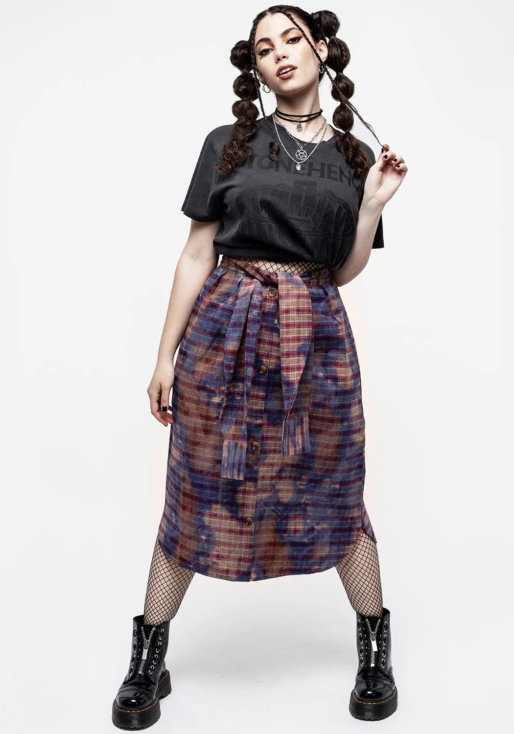 Bleach Shirt Sleeve Tie Midi Skirt