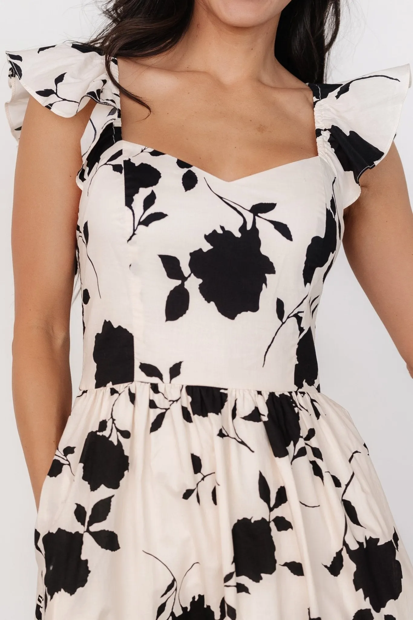 Bridget Midi Dress | Ivory   Black Floral