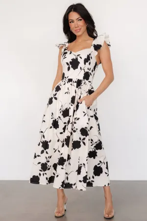 Bridget Midi Dress | Ivory   Black Floral