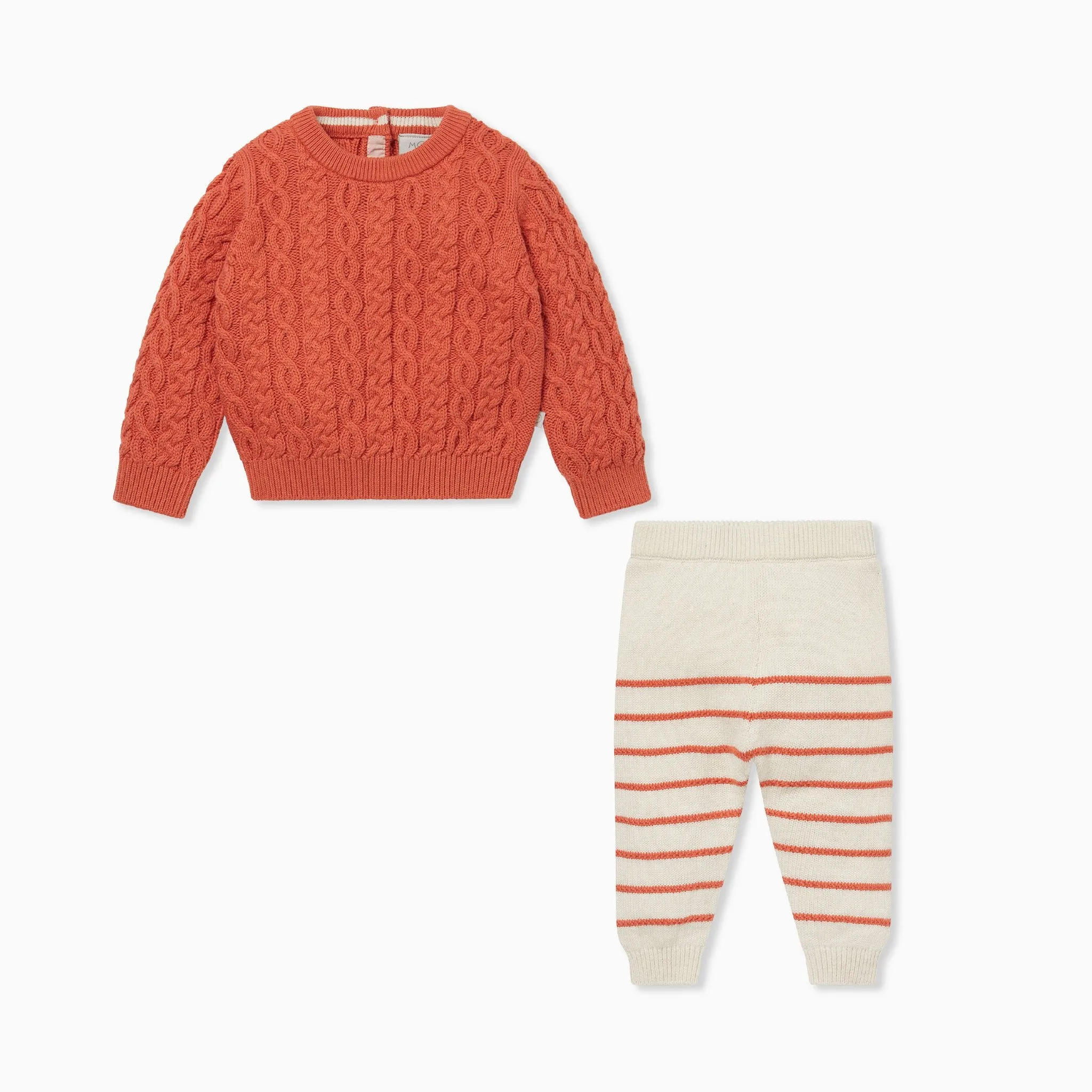 Cable Knit Jumper & Striped Joggers Outfit