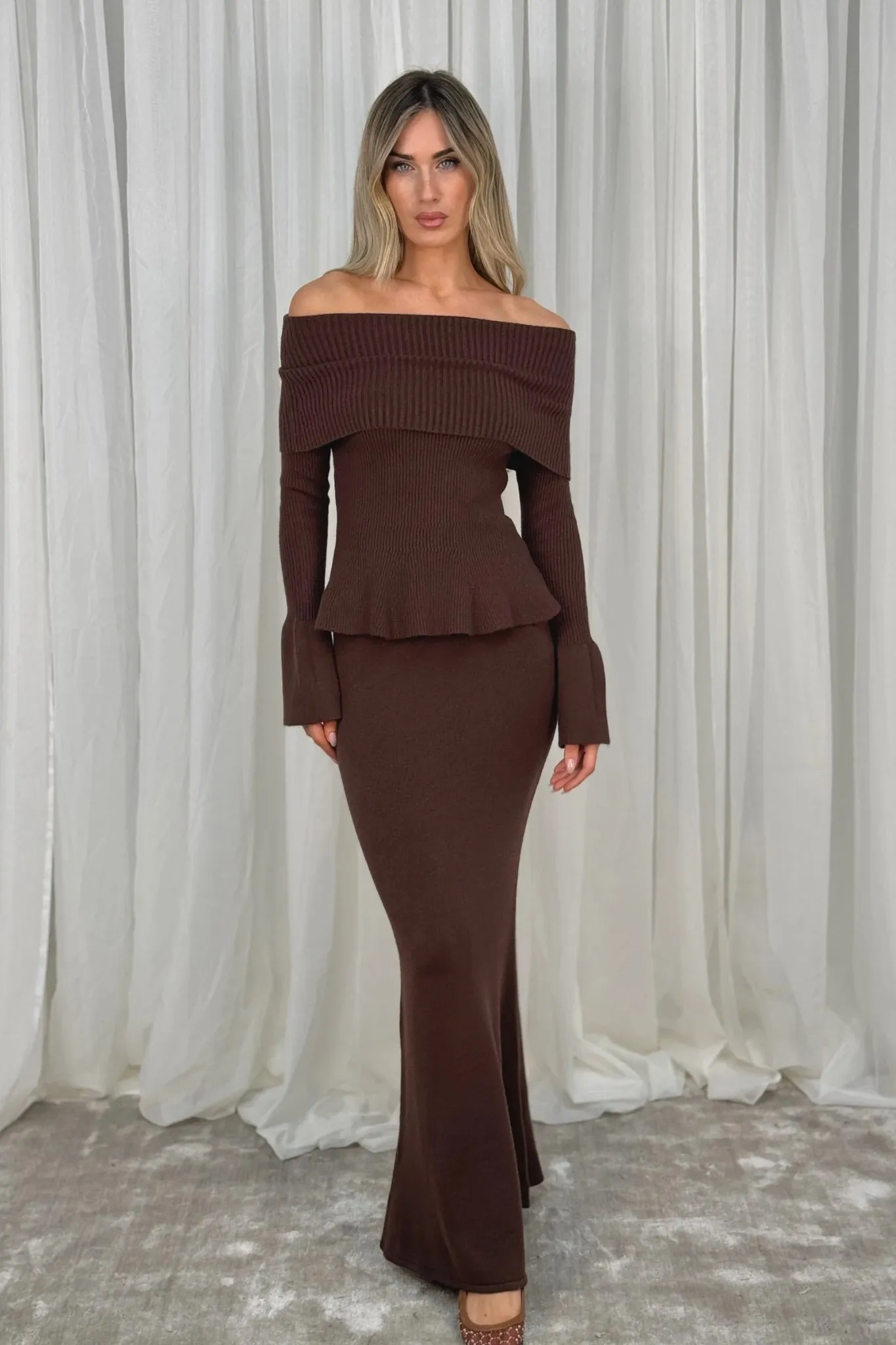 Caitlyn Knit Maxi Skirt In Chocolate