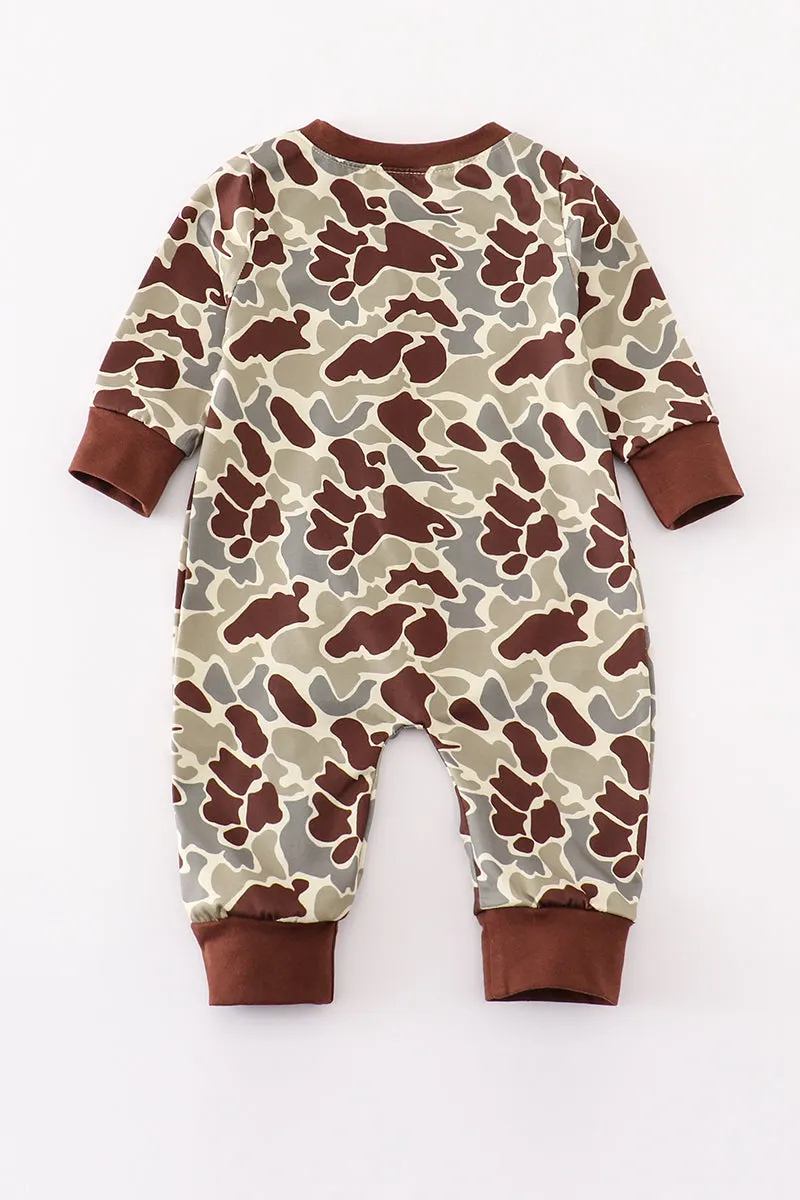 Camouflage antler embroidery boy romper