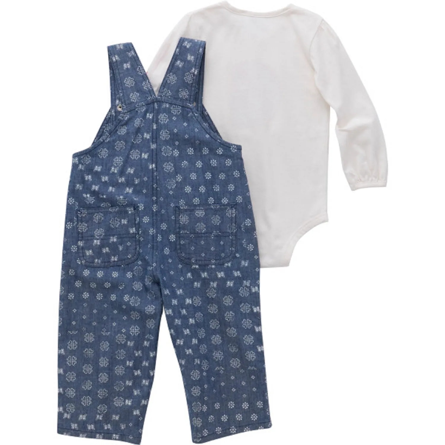 Carhartt Infant Girls' Long Sleeve Bodysuit & Chambray Overall Set