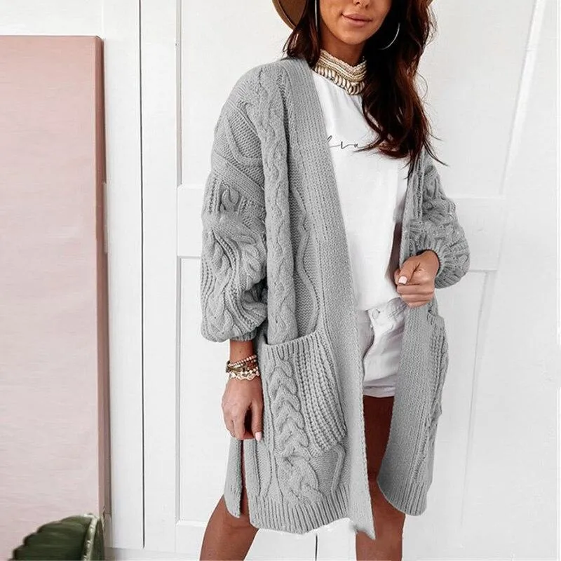 Casual Solid Color Twist Knit Cardigans