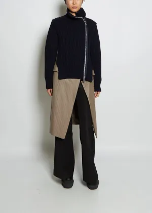 Chalk Stripe x Wool Knit Coat